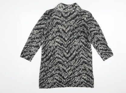 Marks and Spencer Women’s Black Animal Print Roll Neck Jumper Dress Size 12