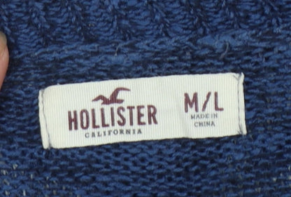 Hollister Women Blue Aztec Knit Long Sleeve Cardigan M