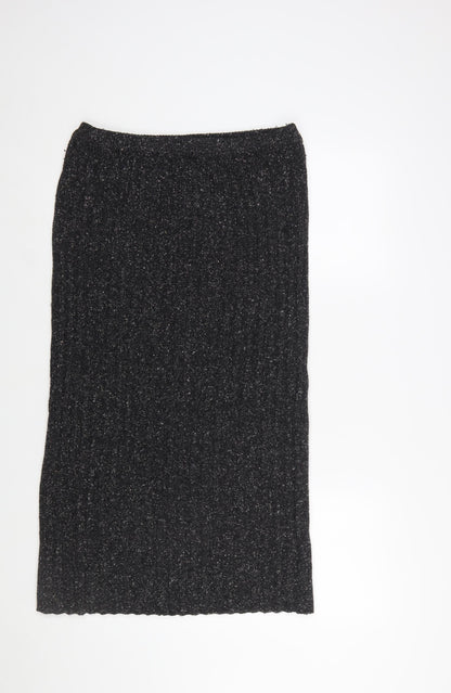 C&A Women Black Knit Midi Pencil Skirt Size 16