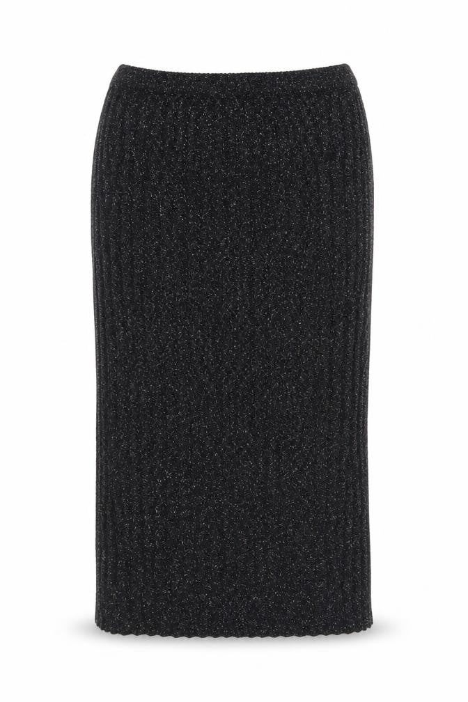 C&A Women Black Knit Midi Pencil Skirt Size 16