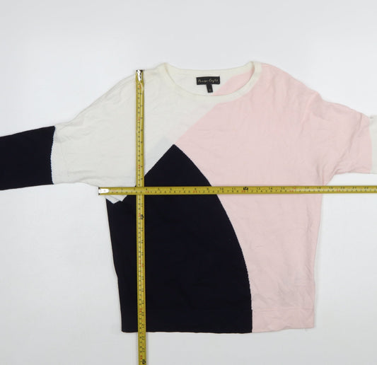 Phase Eight Womens Pink Cream Navy Colour Block Jumper XS