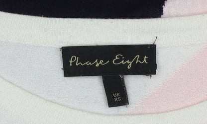 Phase Eight Womens Pink Cream Navy Colour Block Jumper XS