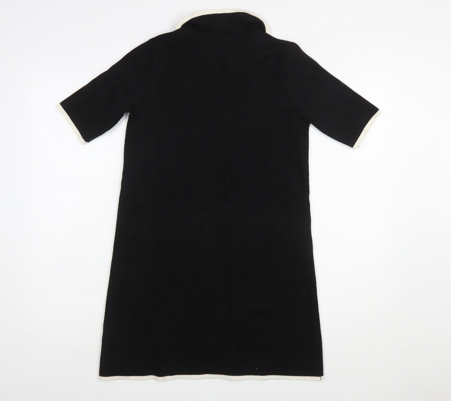 Zara Women Black Collared Knit Shift Dress Size S