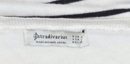 Stradivarius Women’s Multicoloured Striped Jumper Size 10 Crew Neck