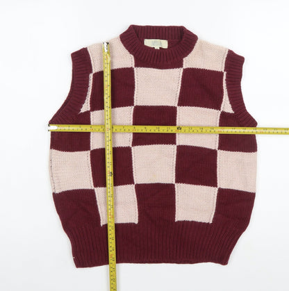 Mirla Beane Women's Multicoloured Mock Neck Check Knit Vest S