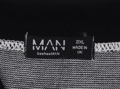 boohooMAN Men’s White Racing Team Collared Knit Jumper 2XL