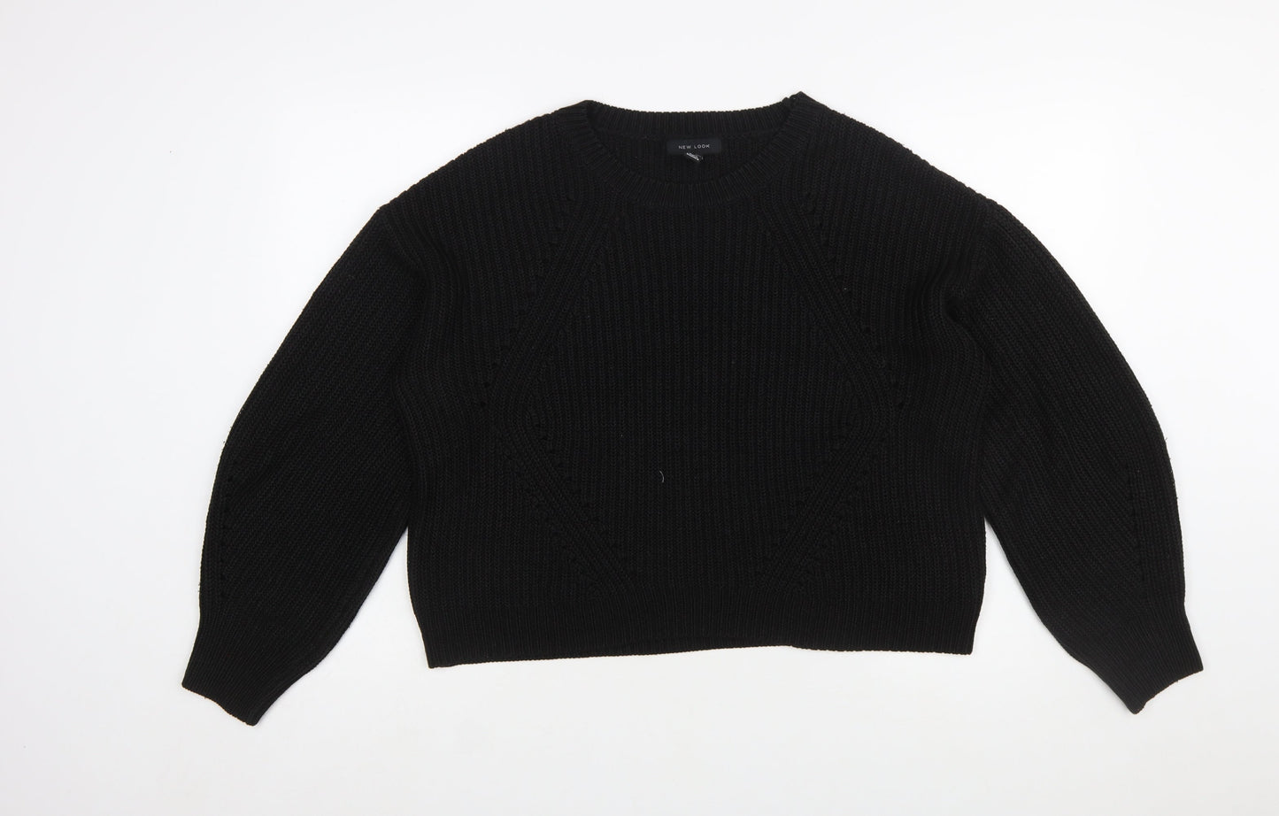 New Look Women's Black Chunky Knit Crew Neck Pullover Jumper Size M
