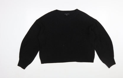 New Look Women's Black Chunky Knit Crew Neck Pullover Jumper Size M