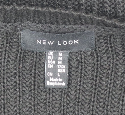 New Look Women's Black Chunky Knit Crew Neck Pullover Jumper Size M