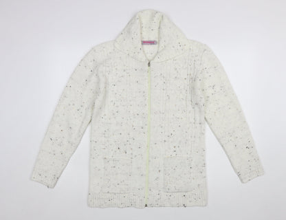 Glimpse Women's Ivory Cable-Knit Full Zip Jumper S