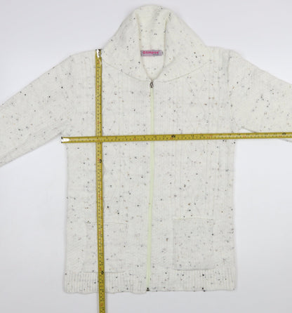 Glimpse Women's Ivory Cable-Knit Full Zip Jumper S