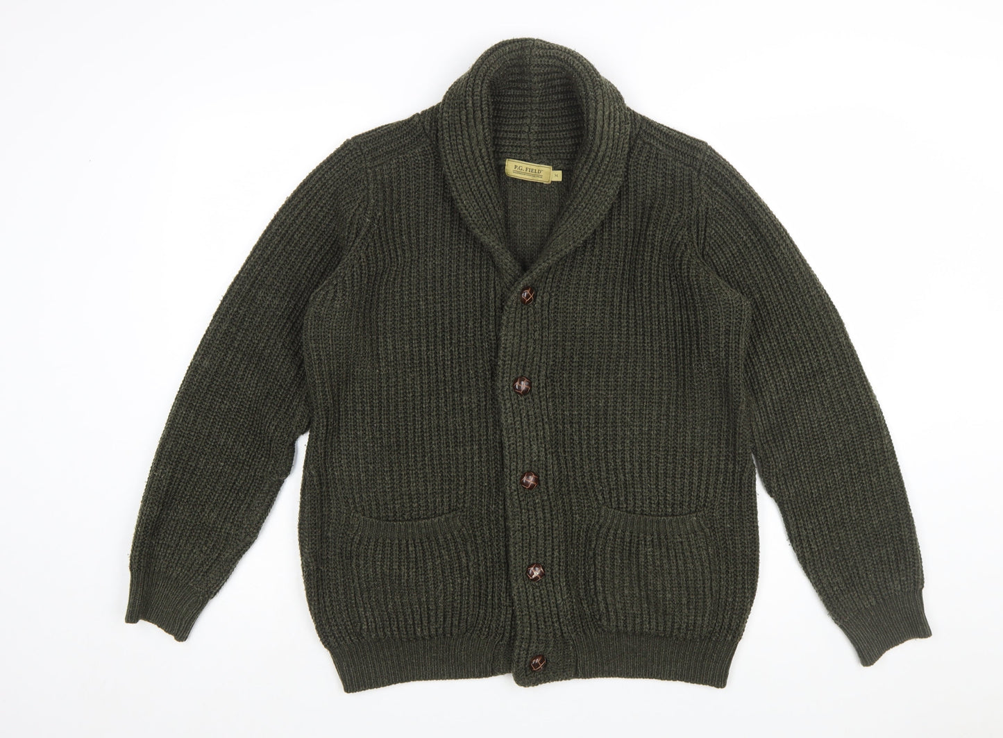 P.G. Field Men's Green Chunky Knit Cardigan Jumper M