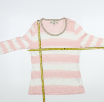 Fenn Wright Manson Women’s Pink Striped Linen Jumper Size 14 Petite