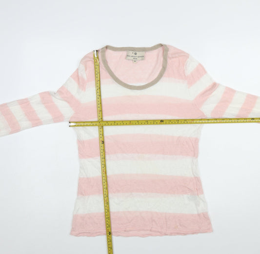 Fenn Wright Manson Women’s Pink Striped Linen Jumper Size 14 Petite