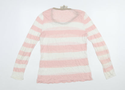 Fenn Wright Manson Women’s Pink Striped Linen Jumper Size 14 Petite