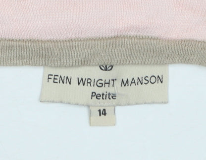 Fenn Wright Manson Women’s Pink Striped Linen Jumper Size 14 Petite