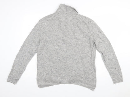 Marks and Spencer Men's Grey Wool 1/4 Zip Jumper Size S