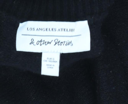 & Other Stories Women's Black Mock Neck Knit Jumper Size S