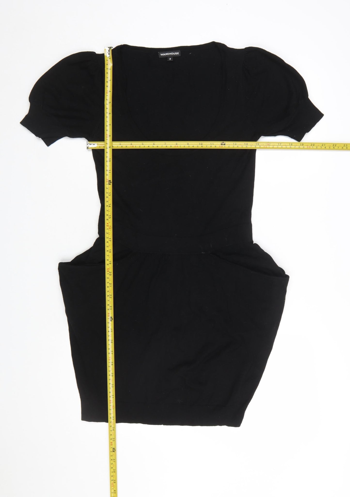 Warehouse Women Black Size 10 Short Sleeve Bodycon Dress