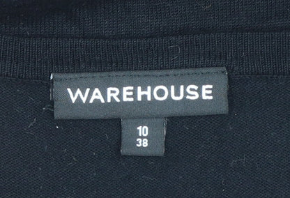 Warehouse Women Black Size 10 Short Sleeve Bodycon Dress