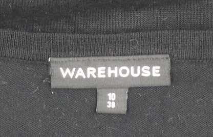 Warehouse Women Black Size 10 Short Sleeve Bodycon Dress