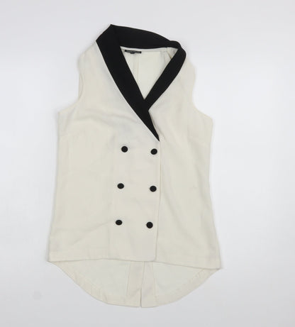 Warehouse Women's White Sleeveless Wrap Blouse Size 8