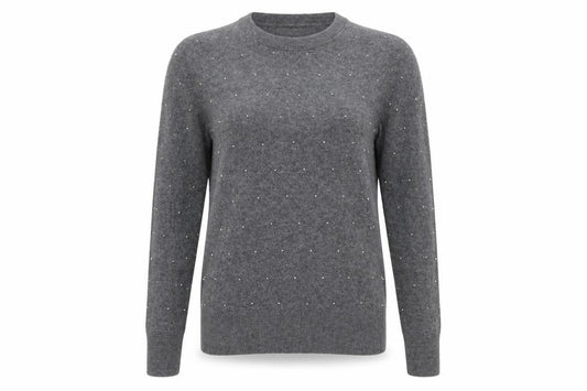 Banana Republic Women's Grey Beaded Merino Wool Crew Neck Jumper XS