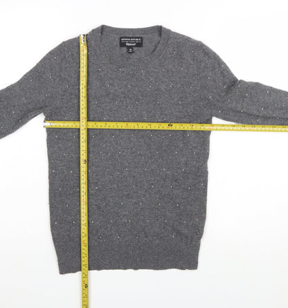 Banana Republic Women's Grey Beaded Merino Wool Crew Neck Jumper XS