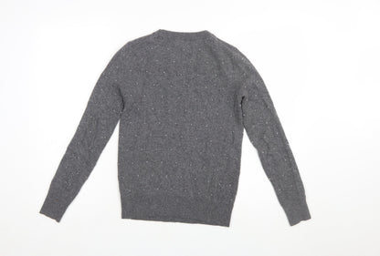 Banana Republic Women's Grey Beaded Merino Wool Crew Neck Jumper XS