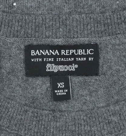 Banana Republic Women's Grey Beaded Merino Wool Crew Neck Jumper XS
