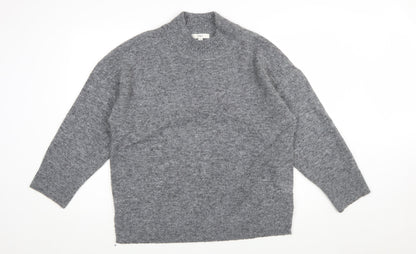 Marks and Spencer Womens Grey Mock Neck Knit Jumper Size L