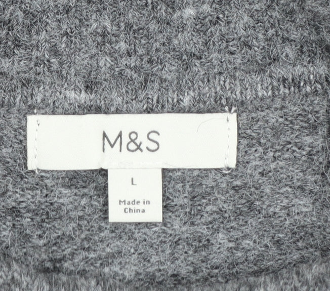 Marks and Spencer Womens Grey Mock Neck Knit Jumper Size L
