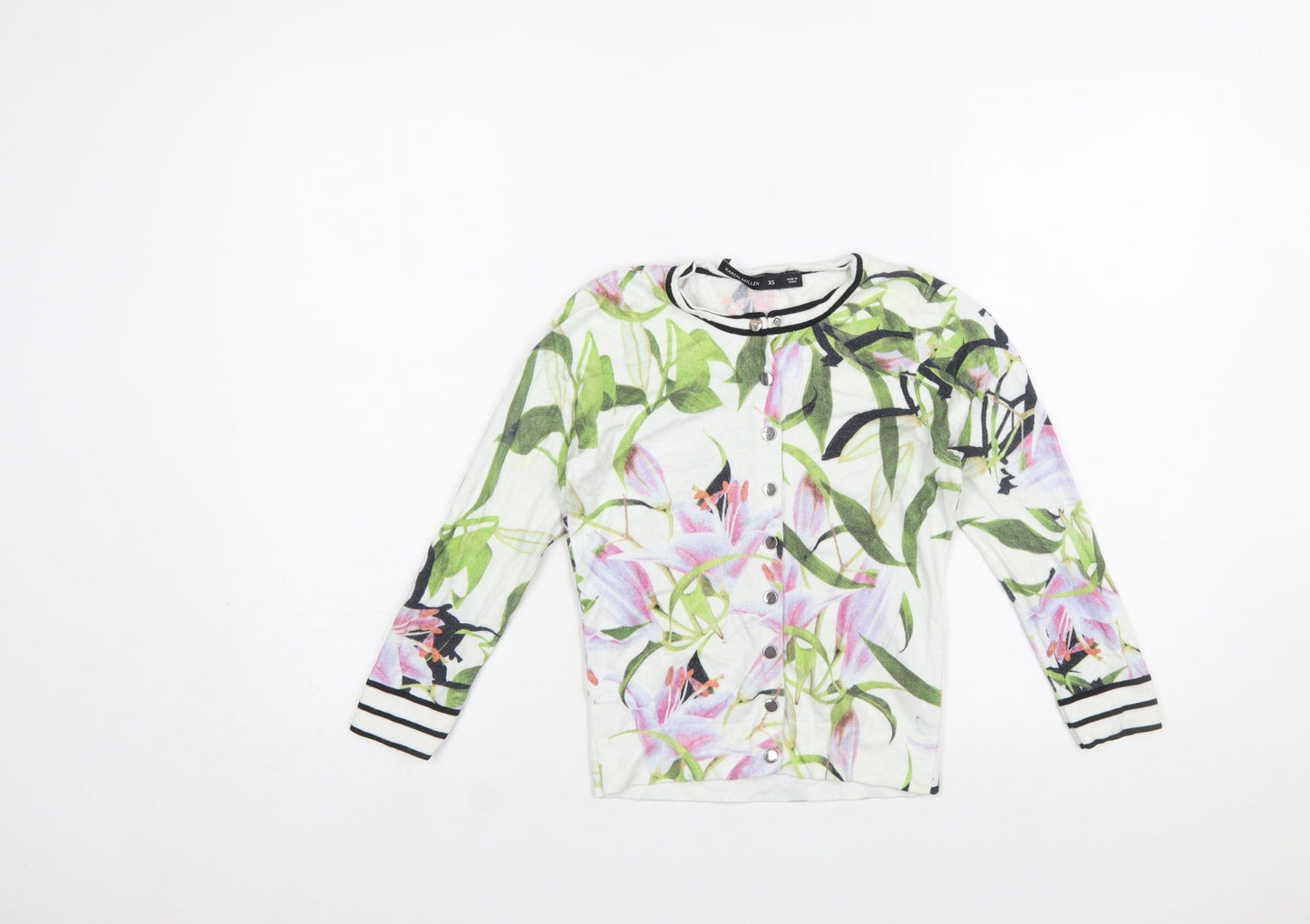 Karen Millen Women's Multicoloured Floral XS Knit Cardigan