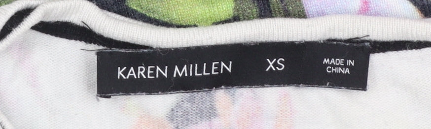 Karen Millen Women's Multicoloured Floral XS Knit Cardigan