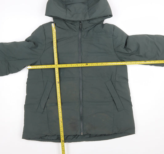 Uniqlo Women Green S Lightweight Down Puffer Jacket Hooded Windproof