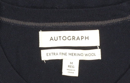 Marks and Spencer Mens Blue Merino Wool Crew Neck Jumper M