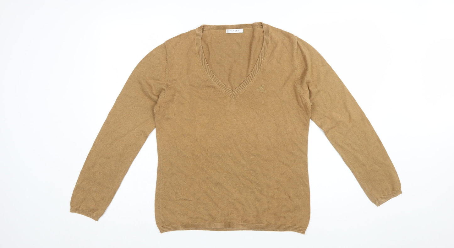 Sand White Women’s Beige V-Neck Cotton Jumper Size L