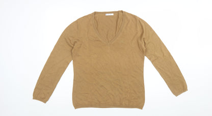 Sand White Women’s Beige V-Neck Cotton Jumper Size L