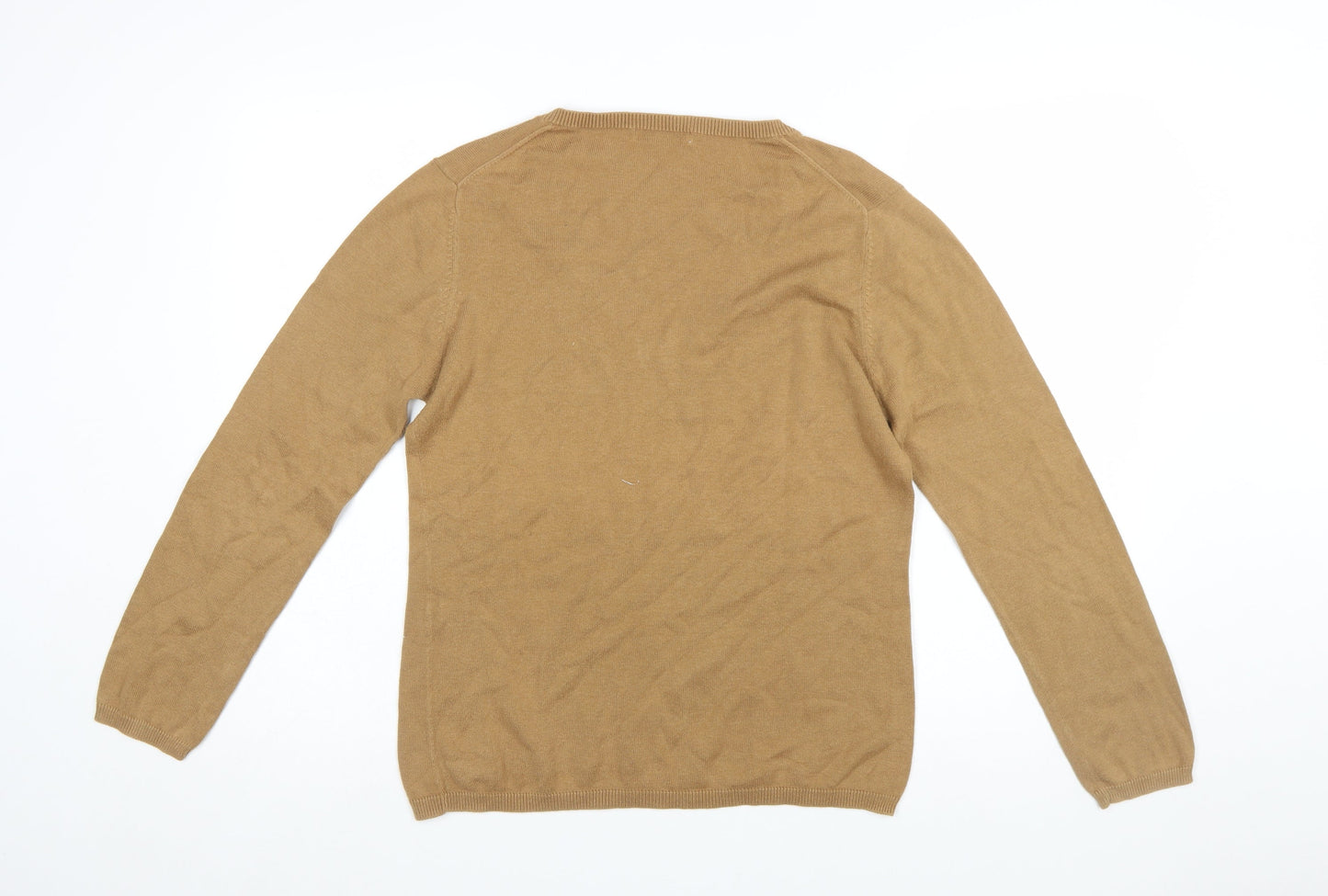 Sand White Women’s Beige V-Neck Cotton Jumper Size L