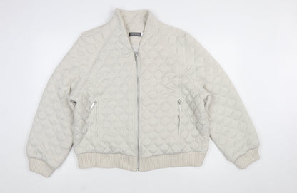 Mint Velvet Women's Beige Quilted Bomber Jacket Size L