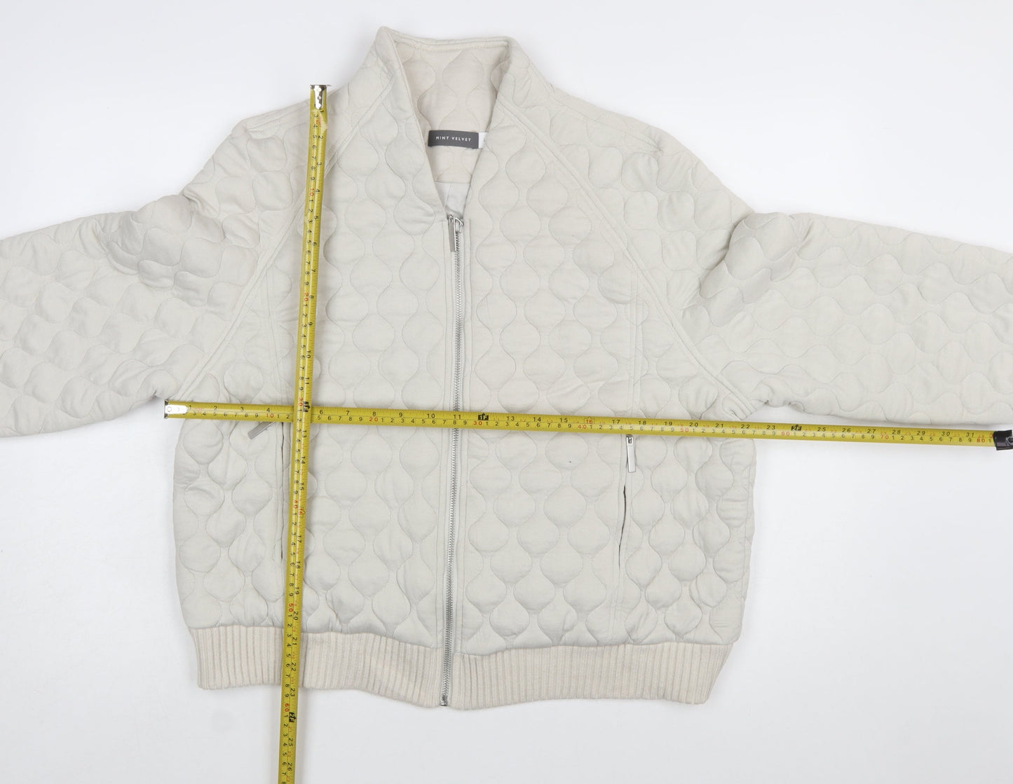 Mint Velvet Women's Beige Quilted Bomber Jacket Size L