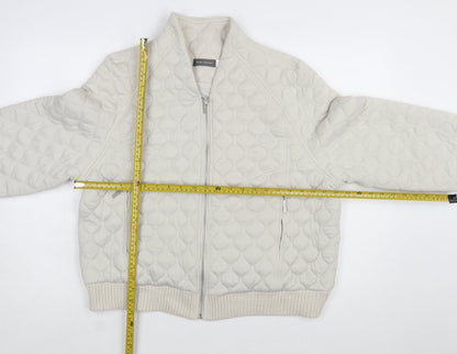 Mint Velvet Women's Beige Quilted Bomber Jacket Size L