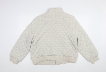 Mint Velvet Women's Beige Quilted Bomber Jacket Size L