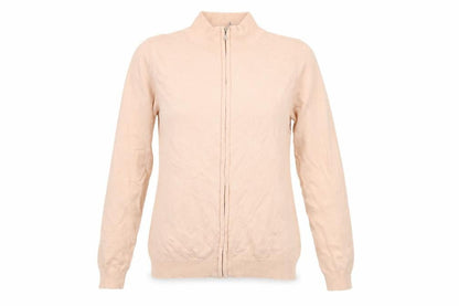 Brave Soul Women's Beige Full Zip Mock Neck Jumper S