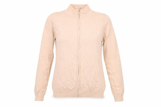 Brave Soul Women's Beige Full Zip Mock Neck Jumper S