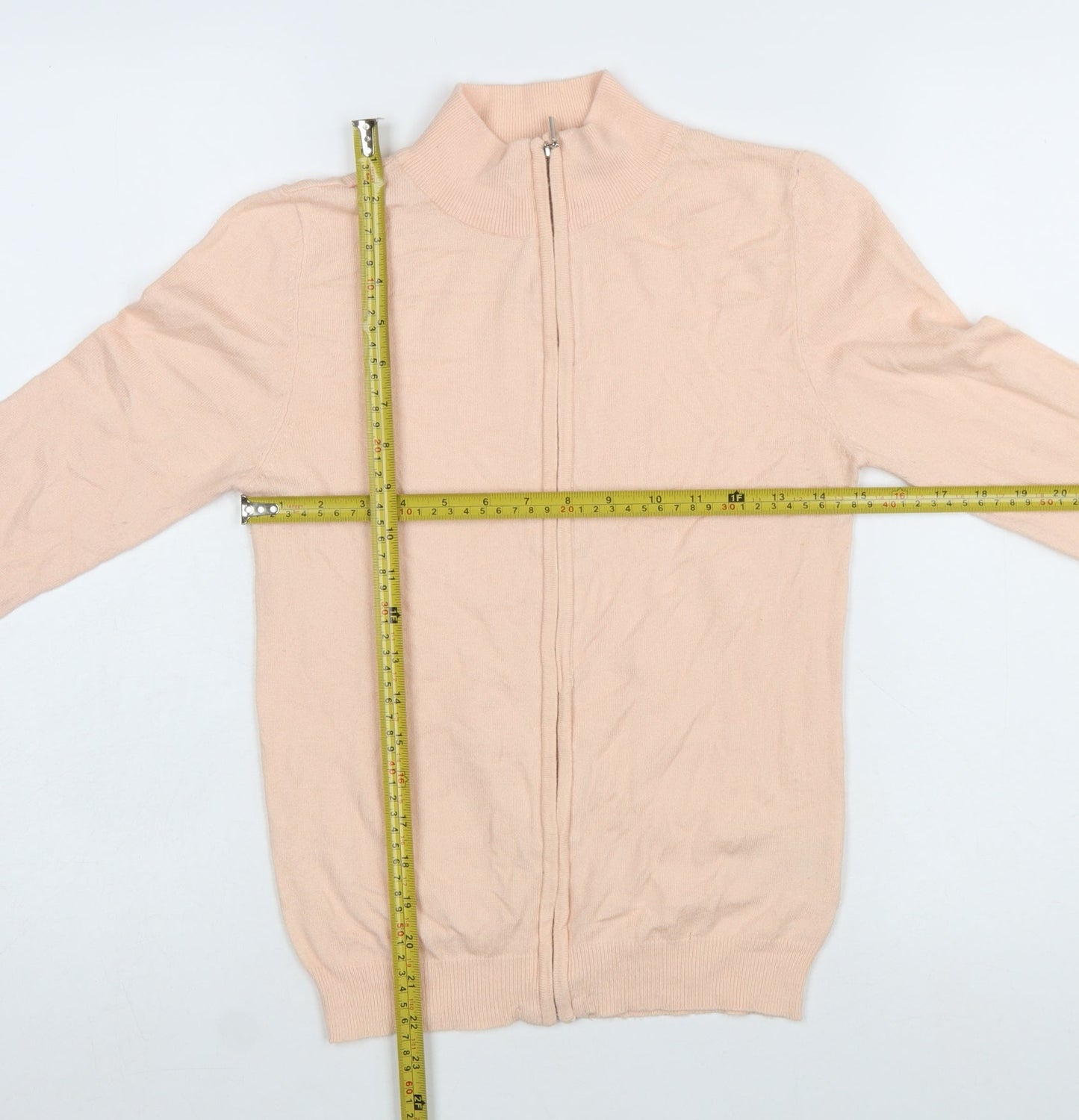 Brave Soul Women's Beige Full Zip Mock Neck Jumper S