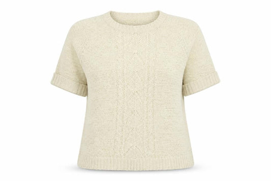 Julipa Women Beige Short Sleeve Open Knit Pullover Jumper Size 16/18