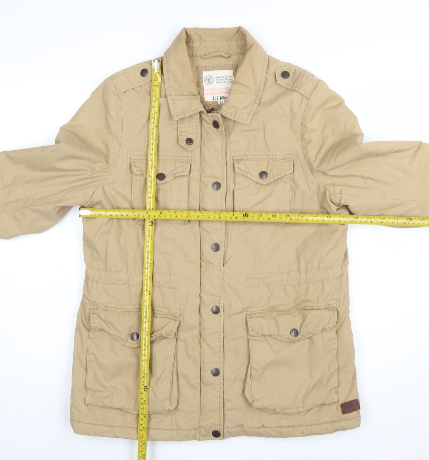 Fat Face Women Beige Size 12 Military Cotton Jacket