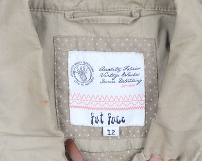 Fat Face Women Beige Size 12 Military Cotton Jacket