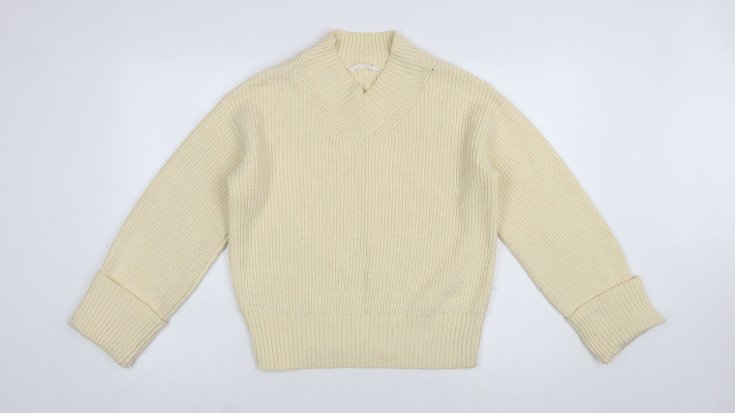 John Lewis ANYDAY Women Ivory Knit V-Neck Pullover Jumper XS